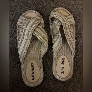 Olivia Miller Beige Woven Women's Sandals